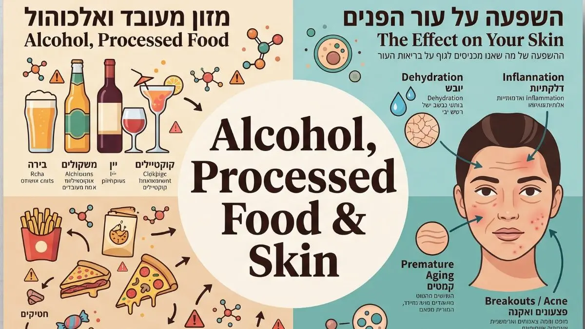 אלכוהול, אוכל מעובד ועור הפנים: המדריך הפשוט למניעת נפיחות ואדמומיות