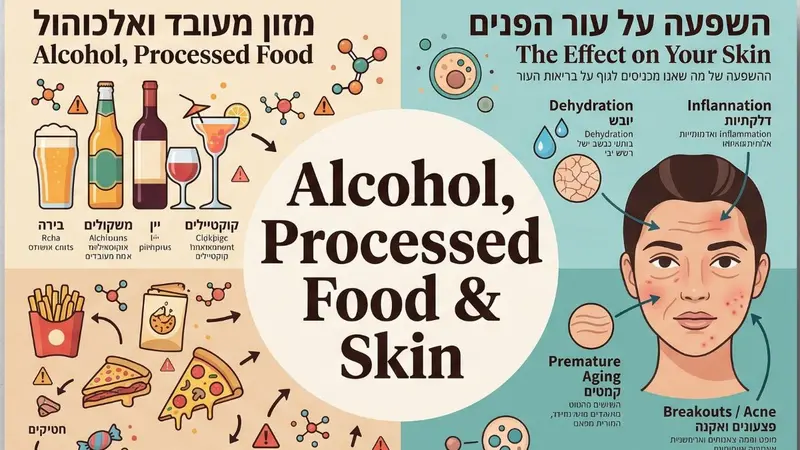 אלכוהול, אוכל מעובד ועור הפנים: המדריך הפשוט למניעת נפיחות ואדמומיות